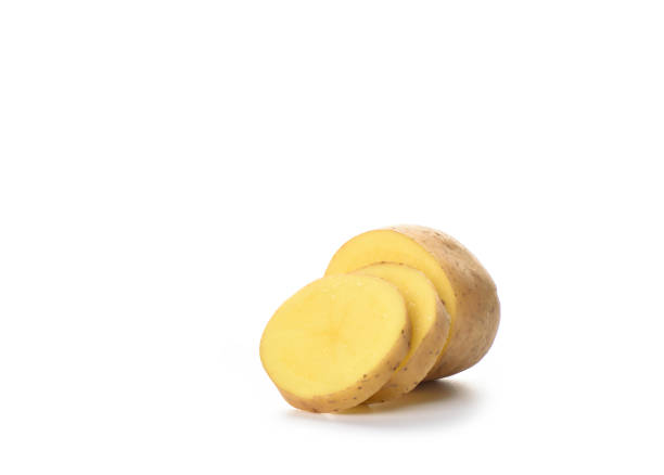istock Potato cut slices isolated on white background. Copy space 1139754614