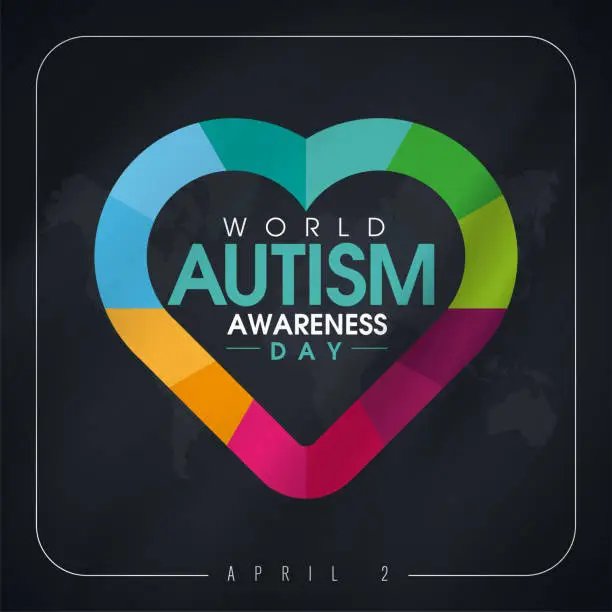 Vector illustration of 2 Nisan Dünya Otizm Farkındalık Günü. Translation: World Autism Awareness Day. Puzzle ribbon vector design sign. Symbol of autism.