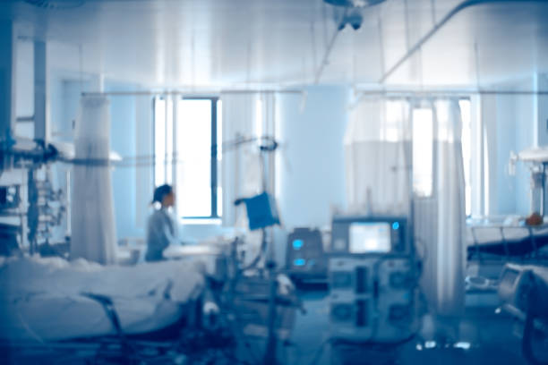 Equipped intensive care unit of modern hospital, unfocused background Equipped intensive care unit of modern hospital, unfocused background. intensive care unit photos stock pictures, royalty-free photos & images