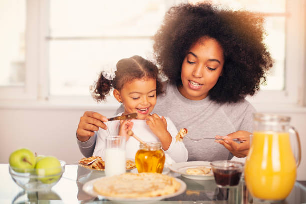 istock African-American young mother and daughter having breakfast 1139758699