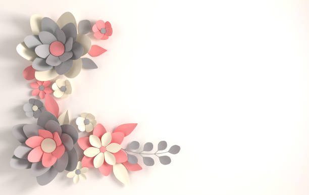 istock Paper pastel colored flowers on white background. Valentine's day, Easter, Mother's day, wedding greeting card. 3d render digital spring or summer flowers  illustration in paper art style. 1139759980
