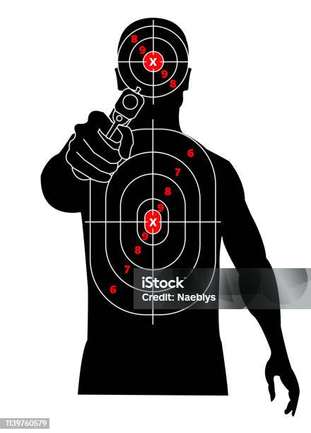 Target Shooting Silhouette Of A Man With Gun In His Hand Criminal Thug Stock Illustration - Download Image Now