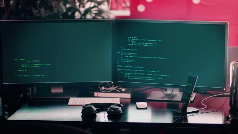 Coding 2 Screen 300+ Dual Monitors Stock Videos and Royalty-Free Footage - iStock