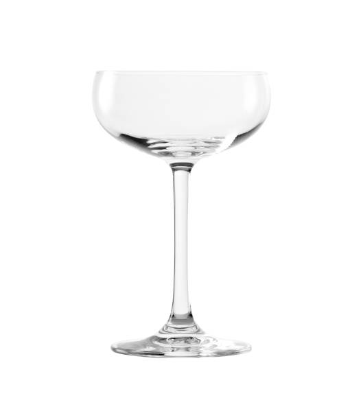 istock Empty clear elegant champagne saucer isolated on white background. Side view. 1139765598