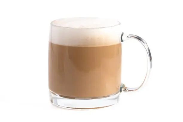 A Latte Coffee on a White Background