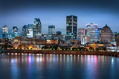 Montreal skyline in the evening, downtown view, Quebec, Canada