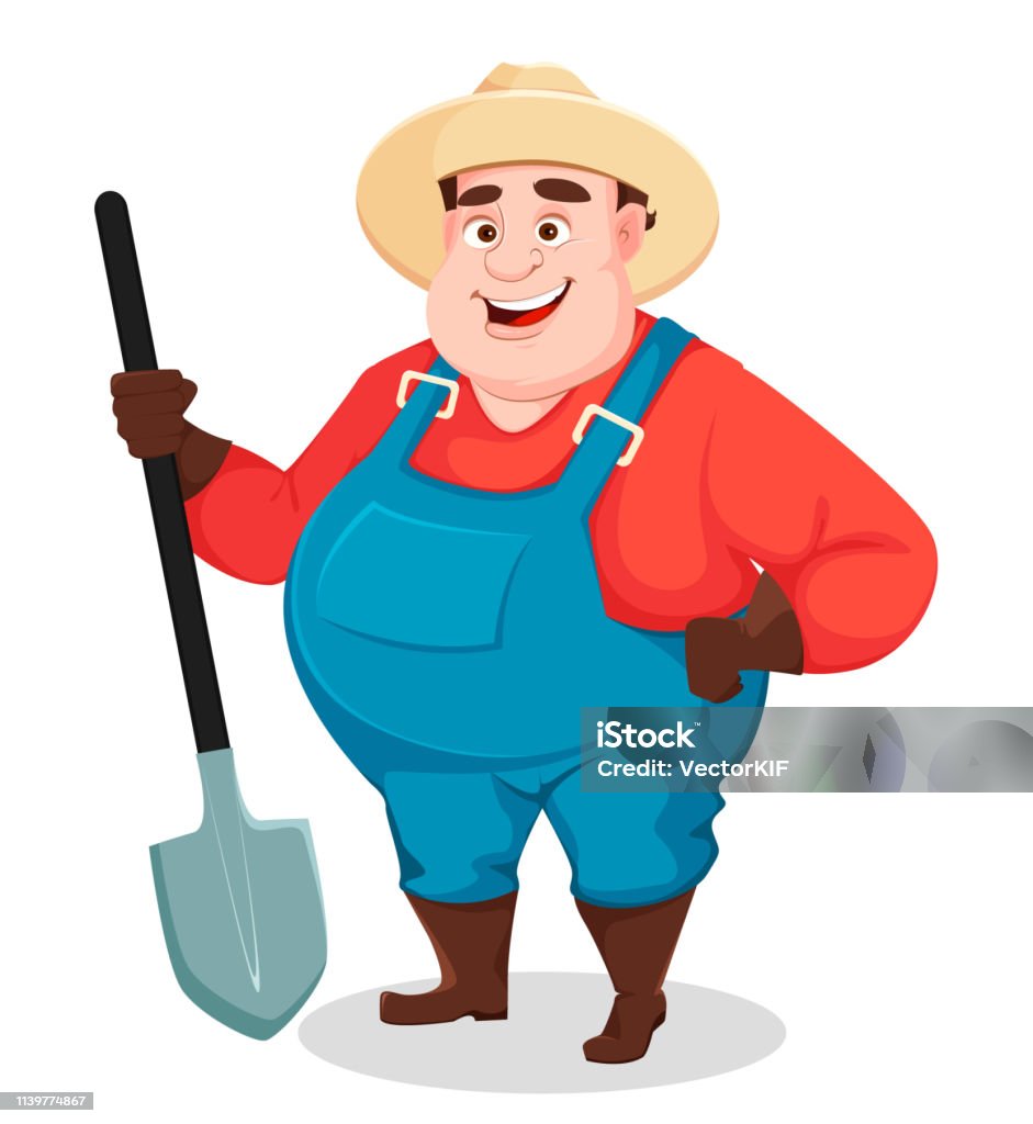 Nông Dân Béo Nông Học Người Làm Vườn Hài Hước Hình minh họa Sẵn có ...