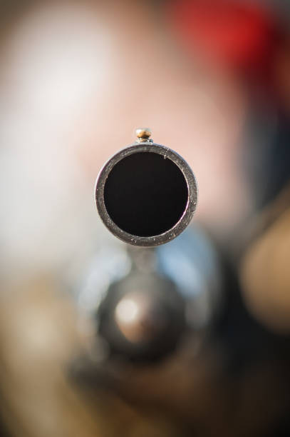 istock Direct macro detail close-up shotgun weapon front view gun point 1139779558