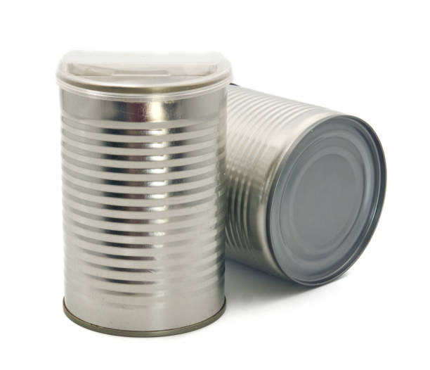 istock Close-up various metal and white tin can on white background 1139788387