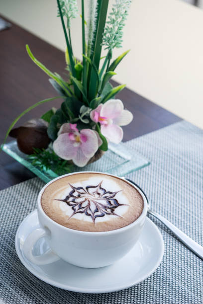 istock Hot latte art in white coffee cup 1139788406