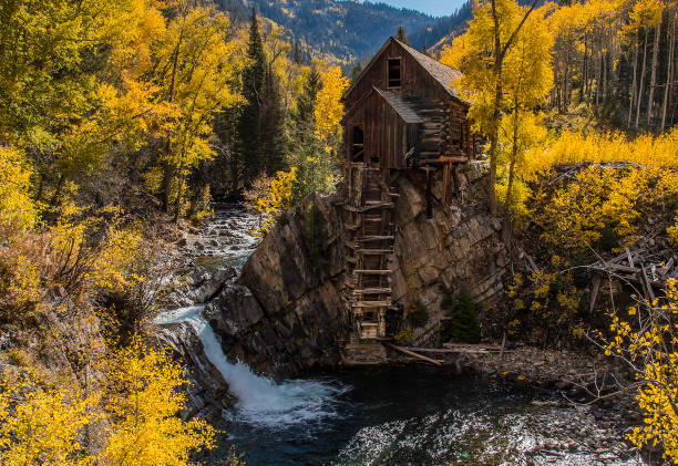 old wooden mill in mountains. mountain landscape
