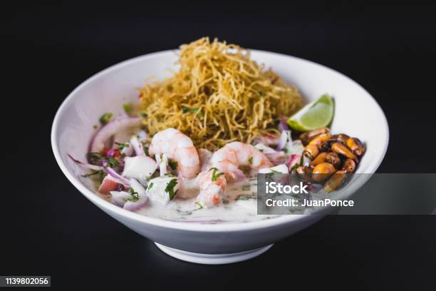 Ceviche Sakimi Nikkei Sushi Dish Stock Photo - Download Image Now - Nikkei Index, Food, Meal
