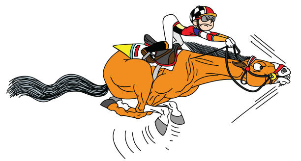 Cartoon Race Horse With Jockey Stock Illustration - Download Image Now - Horse  Racing, Cartoon, Horse - iStock