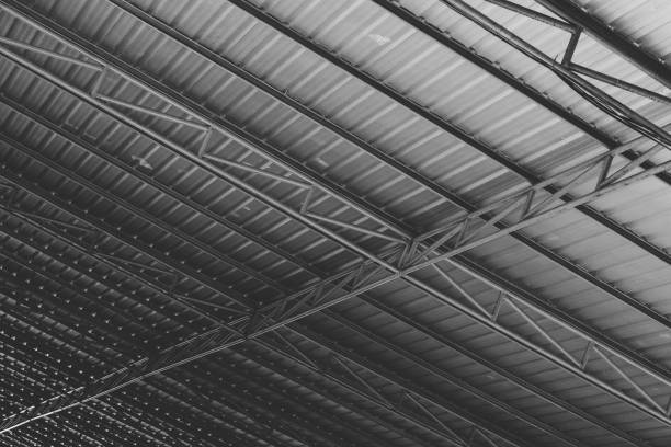 istock Steel roof structure background. 1139806915