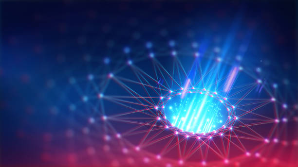 Geometric and Futuristic digital blockchain fintech technology.