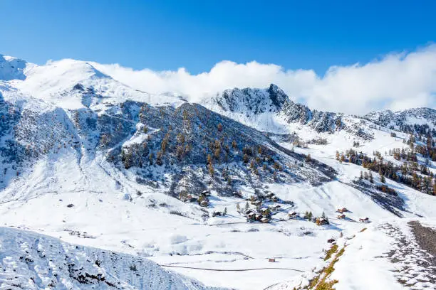 Snow covered mountains in the Swiss Alps