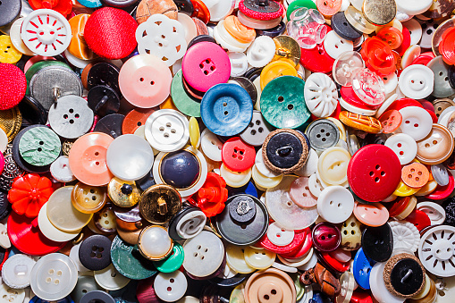 Abstract shot of assorted buttons. Landscape Orientation
