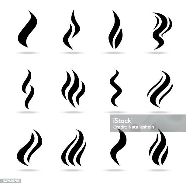Smoke Puff Vector Icon Set Illustration Isolated On A White Background Stock Illustration - Download Image Now