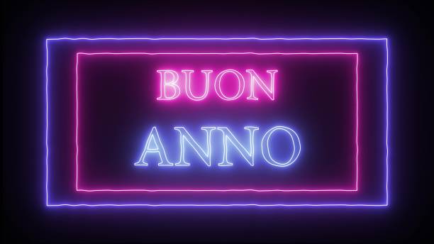 segno al neon "buon anno"- buon anno in lingua italiana - anno foto e immagini stock