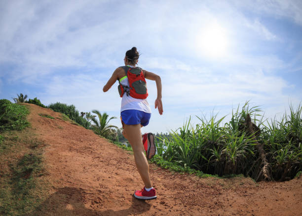 istock Woman trail runner running on seaside hills 1139815605