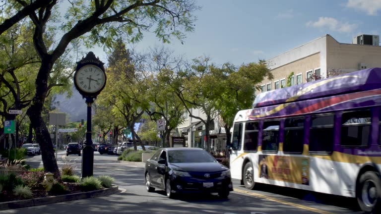 La Crescenta-Montrose Main Street Establishing Shot with Clock