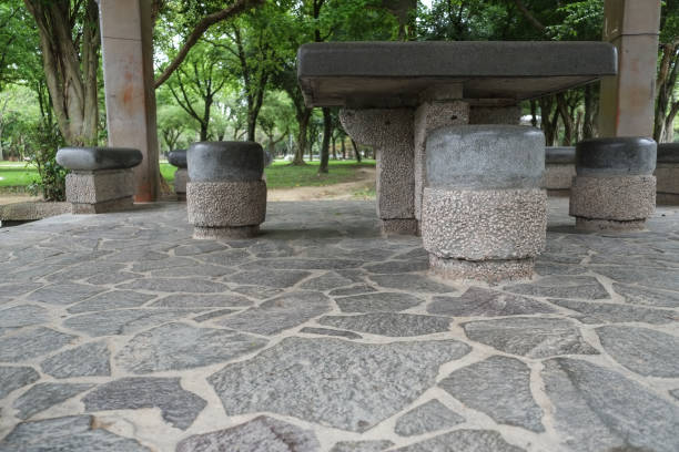 istock Stone table and chair in the park. 1139824902