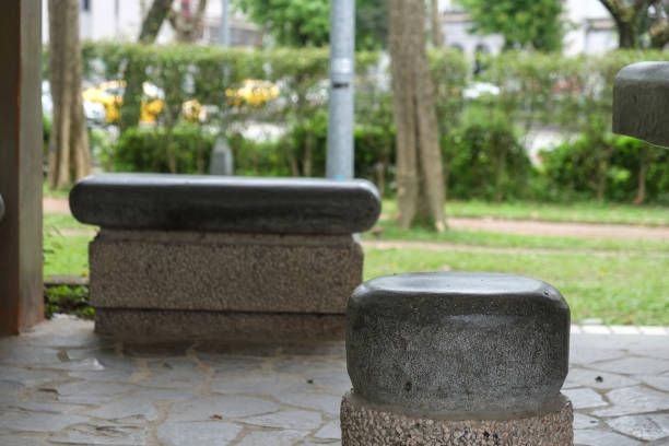 istock Stone table and chair in the park. 1139824938