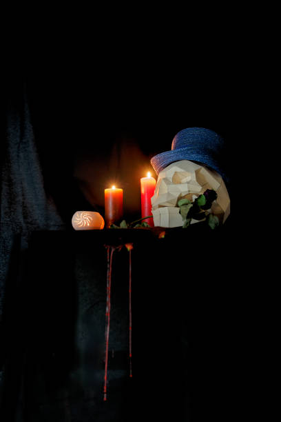 cráneo de papel - vanitas fotografías e imágenes de stock