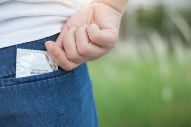 istock Condom safe sex concept. 1139828788