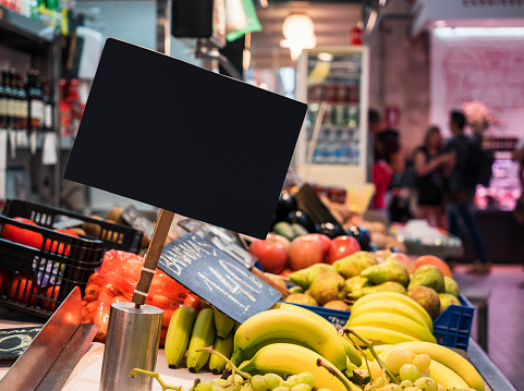 Mock up signage in Supermarket Fresh fruit Banana food product Business Retail Shopping