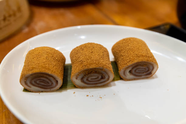istock Chinese style desert Red bean roll cake 1139837209