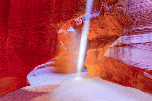 Antelope Canyon is a slot canyon in the American Southwest. It is on Navajo land east of Page, Arizona. USA.