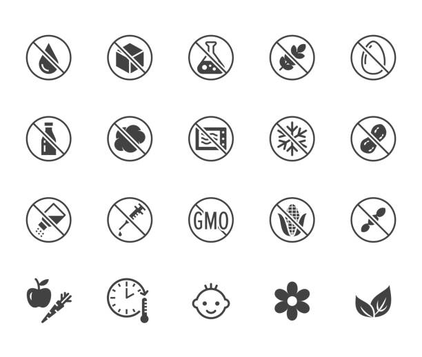 Natural food flat glyph icons set. Sugar, gluten free, no trans fats, salt, egg, nuts, vegan vector illustrations. Signs for packaging, expiration date. Solid silhouette pixel perfect 64x64 Natural food flat glyph icons set. Sugar, gluten free, no trans fats, salt, egg, nuts, vegan vector illustrations. Signs for packaging, expiration date. Solid silhouette pixel perfect 64x64. expiry date icon stock illustrations