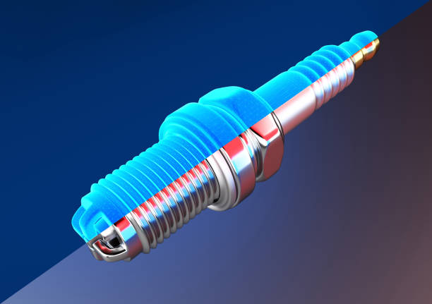 istock 3D Spare parts spark plugs on for car and motorcycle 1139841065