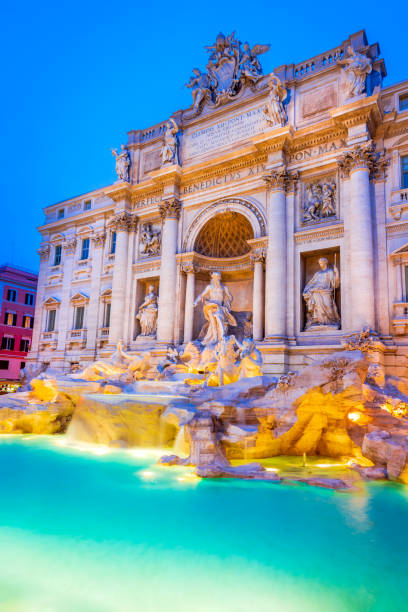 ローマ, イタリア-フォンタナ・ディ・トレビ - trevi fountain rome fountain panoramic ストックフォトと画像