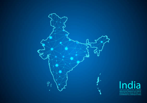 istock Abstract mash line and point scales on dark background with map of india. Best Internet Concept of india business from concepts series. Wire frame 3D mesh polygonal network line and dots. 1139846014