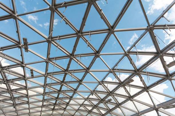 istock Fragment of latticed window with sky visible through 1139846285