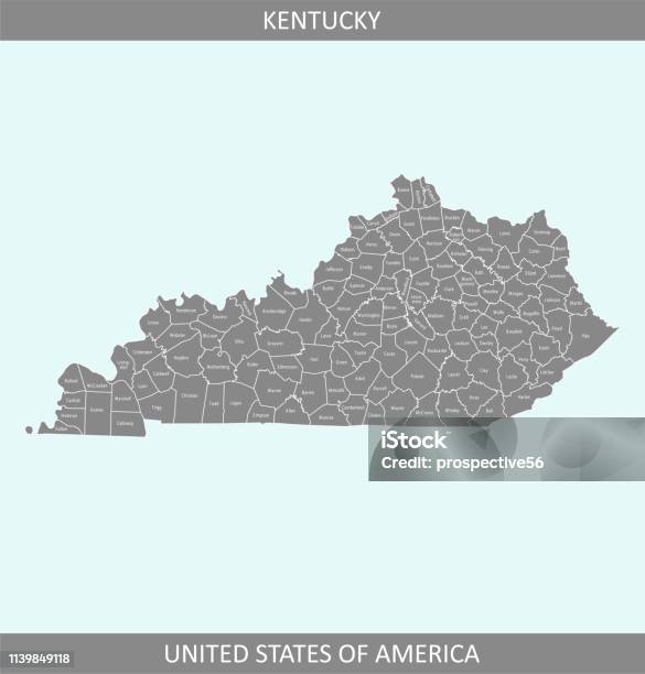 Kentucky County Map Vector Outline Gray Background Counties Map Of Kentucky State Of Usa In A Creative Design Stock Illustration - Download Image Now