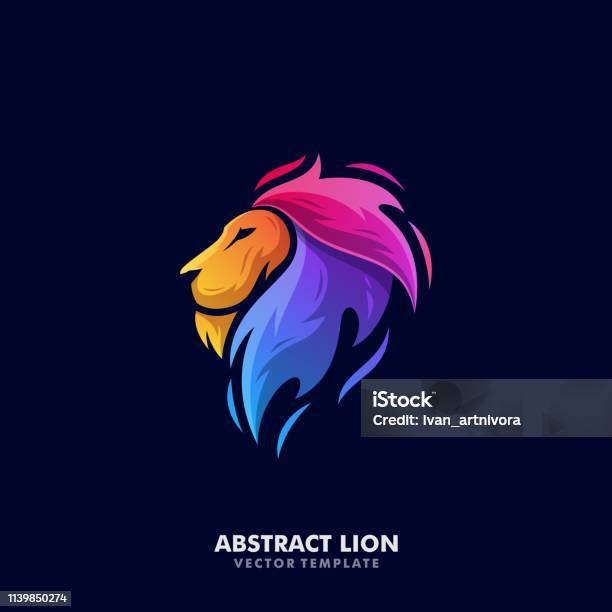 Modèle De Vecteur Dillustration De Lion Abstrait Vecteurs libres de droits et plus d'images vectorielles de Lion - Lion, Logo, Signe du lion