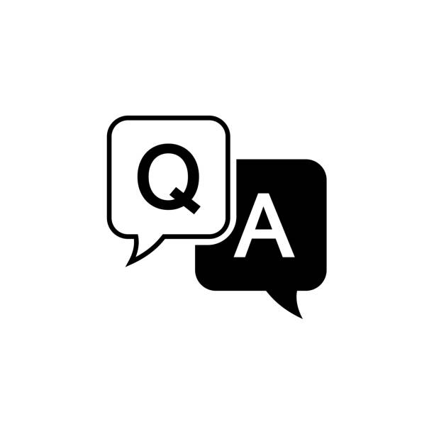 Question and answer icon in flat style. Discussion speech bubble vector illustration on white background. Question, answer business concept Question and answer icon in flat style. Discussion speech bubble vector illustration on white background. Question, answer business concept q and a stock illustrations