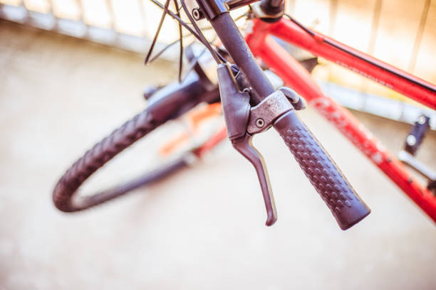 istock Bicycle handlebar and breaks, bike repair, blurred background 1139858479