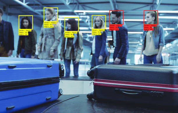 tecnologia de reconhecimento facial no aeroporto - airport security airport security security system - fotografias e filmes do acervo