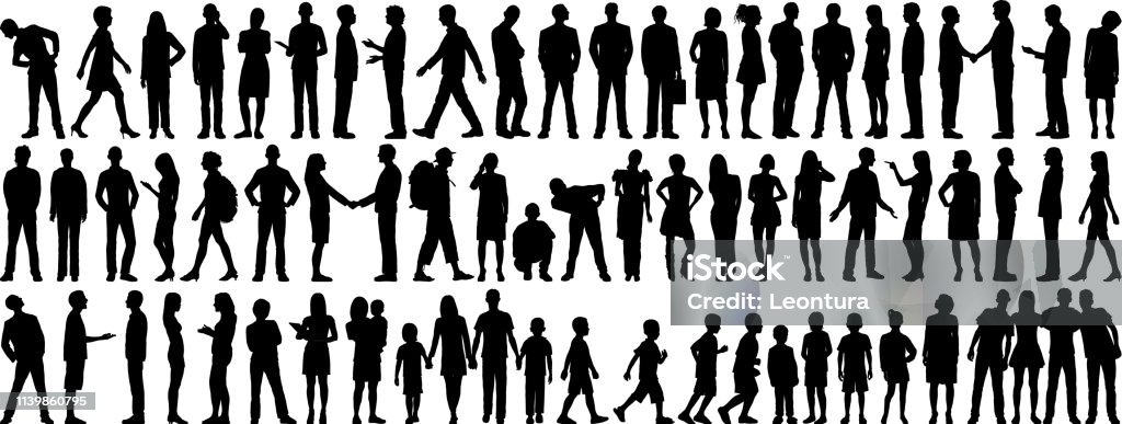 Highly Detailed People Silhouettes Silhouettes In Silhouette stock vector