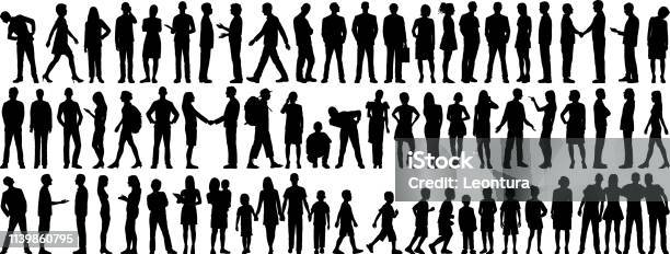 Highly Detailed People Silhouettes Stock Illustration - Download Image Now - In Silhouette, People, Cut Out
