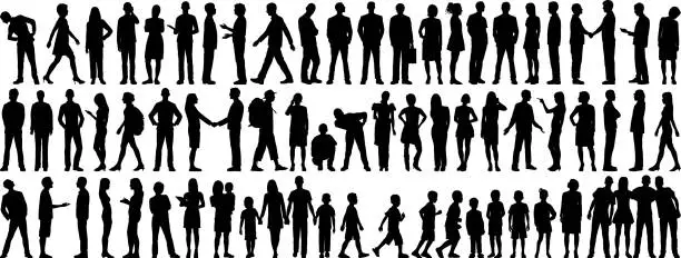 Vector illustration of Highly Detailed People Silhouettes