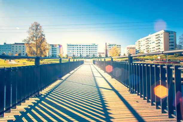 Autumn view from Kajaani river. Kajaani, Finland.