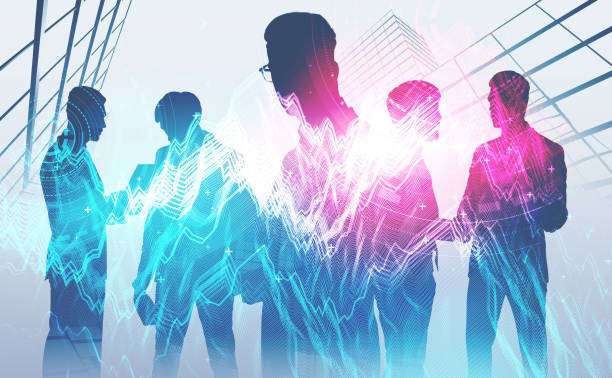 istock Businessmen near skyscrapers, graphs 1139862295