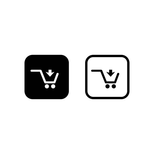 ilustraciones, imágenes clip art, dibujos animados e iconos de stock de icono de shopping vector. icono del carrito de compras - shopping cart service industrial objects isolated on white