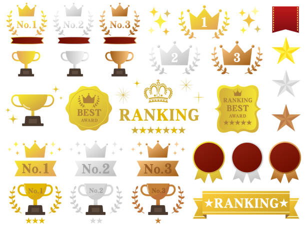 ilustraciones, imágenes clip art, dibujos animados e iconos de stock de ranking set1 - trophy award vector silver