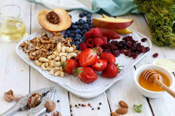 istock Fresh fruits and berries with nuts 1139866894